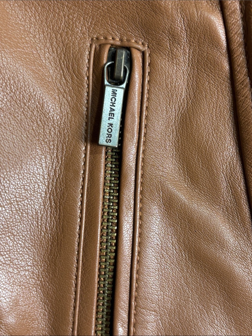 Women's Brown Leather Jacket Genuine Lambskin Motorcycle Jacket - Picture 11 of 12